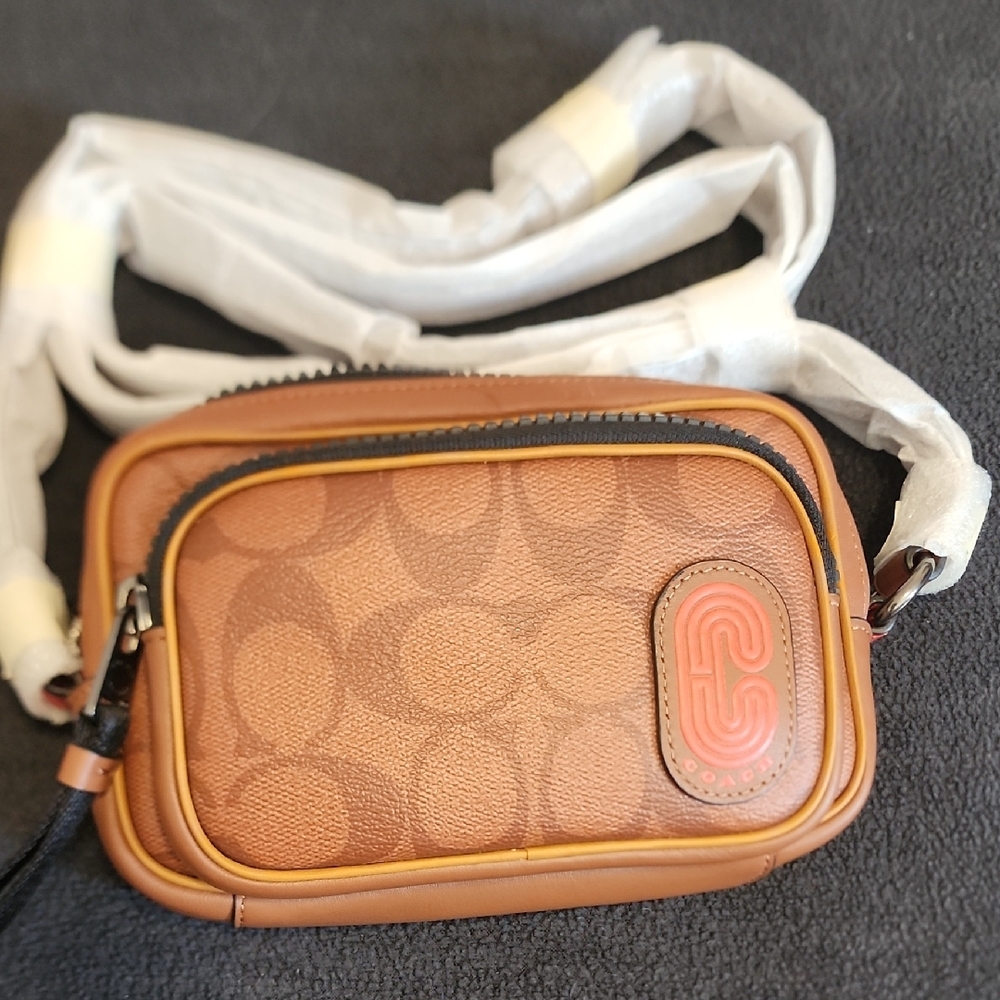 Coach Brown Crossbody Bag with Logo Patch